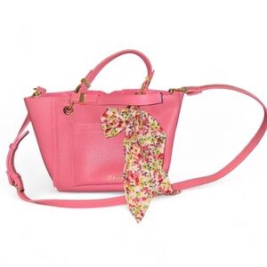 Steve Madden Pink Crossbody Tote Bag Gold Hardware Floral Scarf Purse